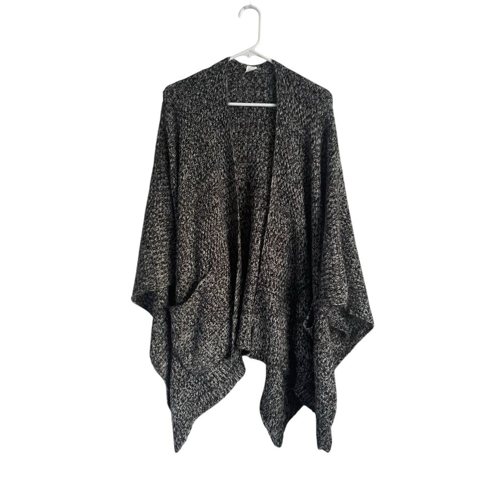 Waterfall Cardigan/Wrap One size Gray and Black Knit Cozy oversized Flowy Boho